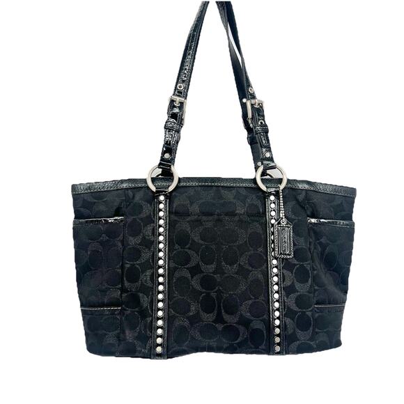 Vintage Y2K Studded Black Authentic Coach Shoulder Bag With Silver Hardware - Picture 1 of 7